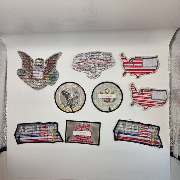Lot of 9 USA Patriotic Eagle Flag Embroidered Patches Sew On Craft DIY Set - Picture 11 of 11